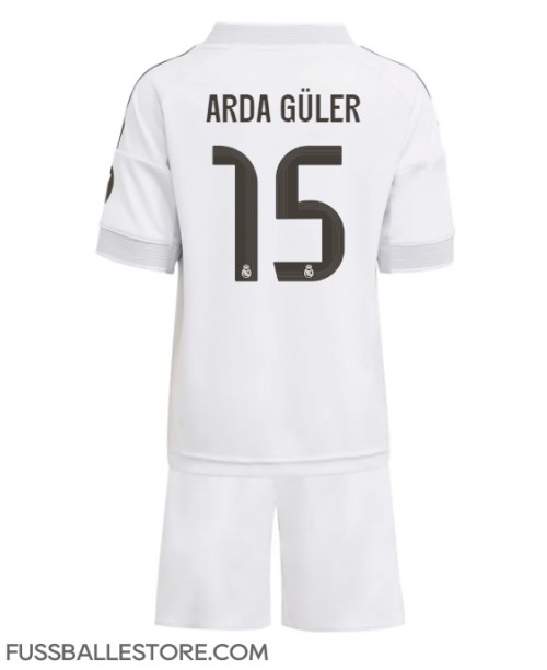 Günstige Real Madrid Arda Guler #15 Heimtrikotsatz Kinder 2025-26 Kurzarm (+ Kurze Hosen)